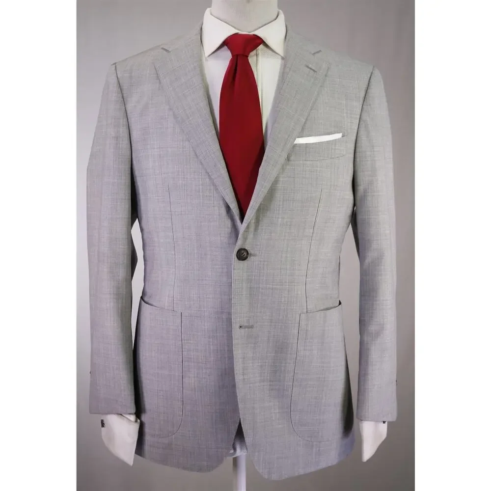 Suitsupply Havana Light Gray Super 120's Wool Slim Fit Patch Pocket Blazer 40S